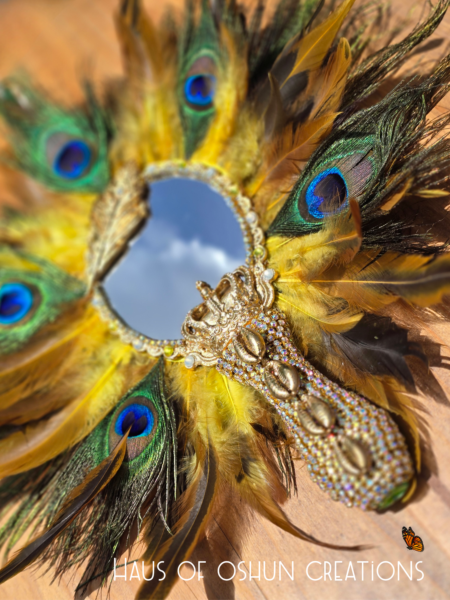 Oshun Inspired Peacock Golden Mirror
