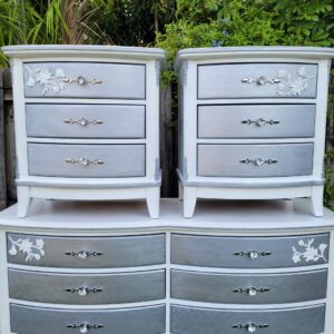 White & Silver Bedroom Set Makeover