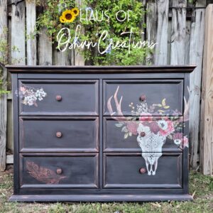 Black and Copper 6 Drawer Dresser