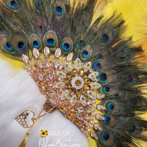 Oshun Inspired Golden Peacock Hand Fan