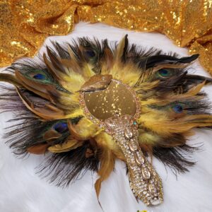 Oshun Inspired Golden Peacock Hand Mirror