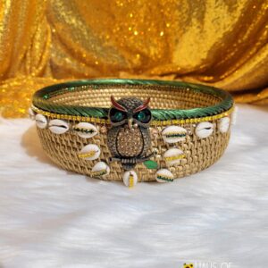 Oshun Ololodi Inspired Owl Basket Green Trim
