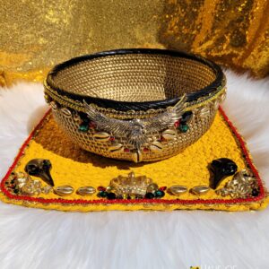 Oshun Ibu Kole Inspired Gold Basket & Yellow Mat Set