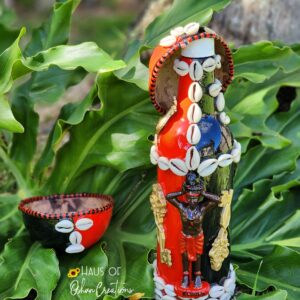 Eleggua Inspired Aguardiente Decanter and Jicara Set