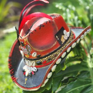 Eleggua Inspired Brim Red & Black Hat