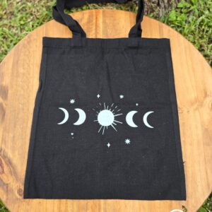 Witch Tote - Moon Phases Black - Halloween Inspired