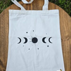 Witch Tote - Moon Phases White - Halloween Inspired
