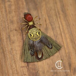 Leather and Spider Mini Witch Crystal Besom/Broom for Altars