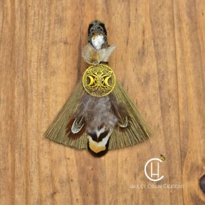 Black Bird Crystal Mini Witch Besom Broom