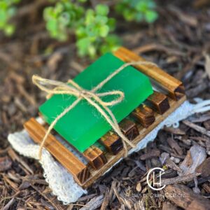 Road Opener Inspired Leather Scented Soap Bar with Mesh Soap Bag and Bamboo Holder
