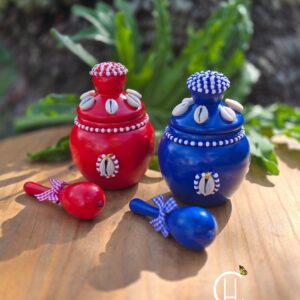 Ibeji Inspired Clay Jars & Mini Maracas Set