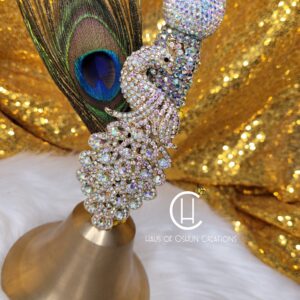 Oshun Inspired Crystal AB Peacock Brass Bell