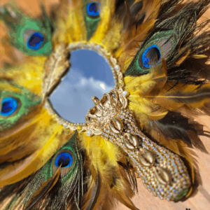 Oshun Inspired Peacock Golden Mirror