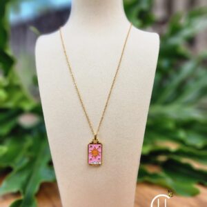 The Sun Pink Tarot Card Charm Necklace