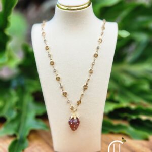 Strawberry Mocha Crystal Bead Chain w/ Pendant