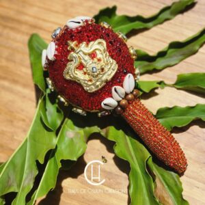 Shango Inspired King Crown & Axe Jeweled Maraca