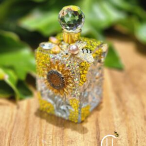 Sunflower and Bee Crystal Perfume Bottle Cream Pearl
