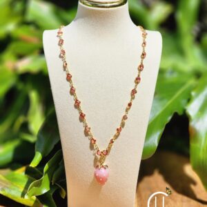 Pink Strawberry Pendant Crystal Necklace