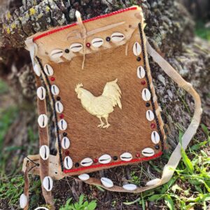 Eleggua Inspired Skin Purse/Cartuchera with Rooster Detail