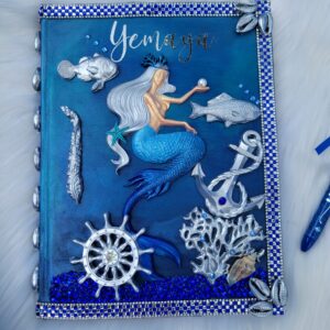 Yemaya Inspired Ita Book/Journal Deep Blue, blue & Silver w/wheel & anchor