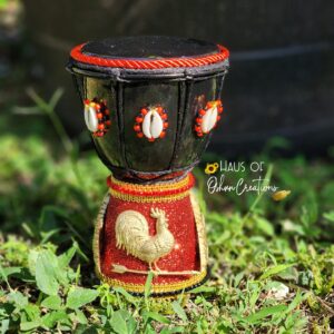 Eleggua Inspired Djembe Drum Black