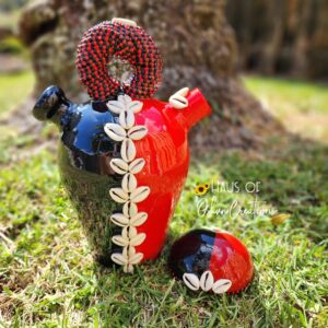 Eleggua Inspired Porron/Water Jug & Jicara Set