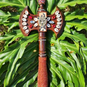 Shango Inspired Leopard Wood Axe