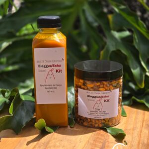 Eleggua/Eshu Offering Ingredients - Epo 14 oz. & 3 in 1 Agbado, Eku, Eja 10 oz. (L)